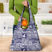 Blue Tonga Kilisimasi Fiefia Grocery Bag Pacific Patchwork Xmas Vibes - Polynesian Pride