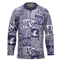 Blue Tonga Kilisimasi Fiefia Hockey Jersey Pacific Patchwork Xmas Vibes - Polynesian Pride