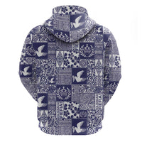 Blue Tonga Kilisimasi Fiefia Hoodie Pacific Patchwork Xmas Vibes - Polynesian Pride