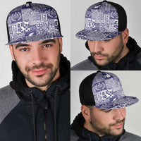 Blue Tonga Kilisimasi Fiefia Mesh Trucker Cap Pacific Patchwork Xmas Vibes - Polynesian Pride
