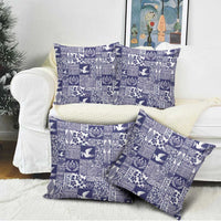 Blue Tonga Kilisimasi Fiefia Pillow Cover Pacific Patchwork Xmas Vibes - Polynesian Pride