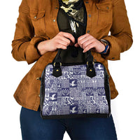 Blue Tonga Kilisimasi Fiefia Shoulder Handbag Pacific Patchwork Xmas Vibes - Polynesian Pride