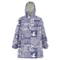 Blue Tonga Kilisimasi Fiefia Wearable Blanket Hoodie Pacific Patchwork Xmas Vibes LT9 One Size Blue - Polynesian Pride