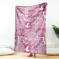 Pink Tonga Kilisimasi Fiefia Blanket Pacific Patchwork Xmas Vibes - Polynesian Pride