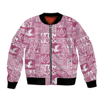Pink Tonga Kilisimasi Fiefia Bomber Jacket Pacific Patchwork Xmas Vibes LT9 Unisex Pink - Polynesian Pride