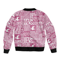 Pink Tonga Kilisimasi Fiefia Bomber Jacket Pacific Patchwork Xmas Vibes LT9 - Polynesian Pride