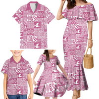 Pink Tonga Kilisimasi Fiefia Family Matching Mermaid Dress and Hawaiian Shirt Pacific Patchwork Xmas Vibes LT9 - Polynesian Pride
