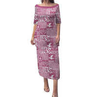 Pink Tonga Kilisimasi Fiefia Family Matching Puletasi and Hawaiian Shirt Pacific Patchwork Xmas Vibes - Polynesian Pride