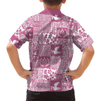 Pink Tonga Kilisimasi Fiefia Kid Hawaiian Shirt Pacific Patchwork Xmas Vibes - Polynesian Pride