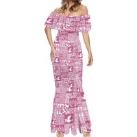 Pink Tonga Kilisimasi Fiefia Mermaid Dress Pacific Patchwork Xmas Vibes LT9 - Polynesian Pride