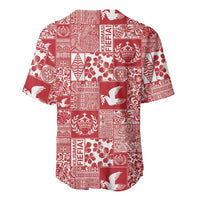 Red Tonga Kilisimasi Fiefia Baseball Jersey Pacific Patchwork Xmas Vibes - Polynesian Pride