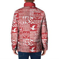 Red Tonga Kilisimasi Fiefia Padded Jacket Pacific Patchwork Xmas Vibes LT9 - Polynesian Pride