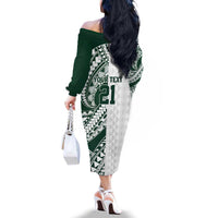 Polynesian Hawaii Volleyball Custom Family Matching Off The Shoulder Long Sleeve Dress and Hawaiian Shirt Kakau with Sport Style LT9 - Polynesian Pride