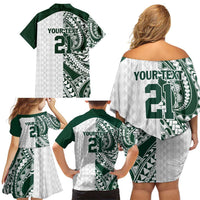Polynesian Hawaii Volleyball Custom Family Matching Off Shoulder Short Dress and Hawaiian Shirt Kakau with Sport Style LT9 - Polynesian Pride