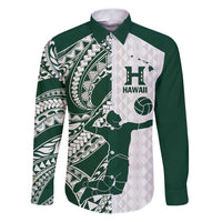 Polynesian Hawaii Volleyball Custom Family Matching Puletasi and Hawaiian Shirt Kakau with Sport Style LT9 Dad's Shirt - Long Sleeve White - Polynesian Pride