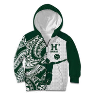 Polynesian Hawaii Volleyball Custom Kid Hoodie Kakau with Sport Style LT9 Zip Hoodie White - Polynesian Pride
