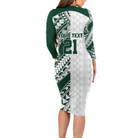 Polynesian Hawaii Volleyball Custom Long Sleeve Bodycon Dress Kakau with Sport Style
