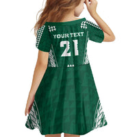 Polynesian Hawaii Volleyball Custom Family Matching Short Sleeve Bodycon Dress and Hawaiian Shirt Green Kakau with Map Motif LT9 - Polynesian Pride