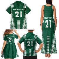 Polynesian Hawaii Volleyball Custom Family Matching Tank Maxi Dress and Hawaiian Shirt Green Kakau with Map Motif LT9 - Polynesian Pride