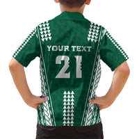 Polynesian Hawaii Volleyball Custom Hawaiian Shirt Green Kakau with Map Motif