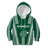 Polynesian Hawaii Volleyball Custom Kid Hoodie Green Kakau with Map Motif LT9 Hoodie Green - Polynesian Pride