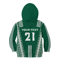 Polynesian Hawaii Volleyball Custom Kid Hoodie Green Kakau with Map Motif LT9 - Polynesian Pride
