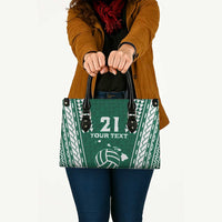 Polynesian Hawaii Volleyball Custom Leather Bag Green Kakau with Map Motif - Polynesian Pride