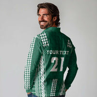 Polynesian Hawaii Volleyball Custom Long Sleeve Polo Shirt Green Kakau with Map Motif LT9 - Polynesian Pride