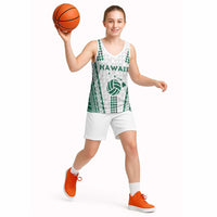 Polynesian Hawaii Volleyball Custom Basketball Jersey White Kakau with Map Motif - Polynesian Pride