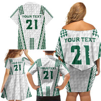 Polynesian Hawaii Volleyball Custom Family Matching Off Shoulder Short Dress and Hawaiian Shirt White Kakau with Map Motif LT9 - Polynesian Pride