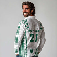 Polynesian Hawaii Volleyball Custom Long Sleeve Polo Shirt White Kakau with Map Motif LT9 - Polynesian Pride
