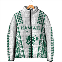 Polynesian Hawaii Volleyball Custom Padded Jacket White Kakau with Map Motif - Polynesian Pride