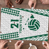 Polynesian Hawaii Volleyball Custom Puzzle White Kakau with Map Motif - Polynesian Pride