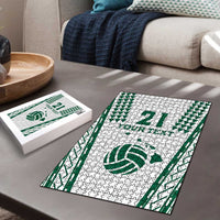 Polynesian Hawaii Volleyball Custom Puzzle White Kakau with Map Motif - Polynesian Pride