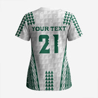 Polynesian Hawaii Volleyball Custom Scrub Top White Kakau with Map Motif - Polynesian Pride