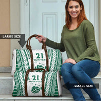 Polynesian Hawaii Volleyball Custom Travel Bag White Kakau with Map Motif - Polynesian Pride