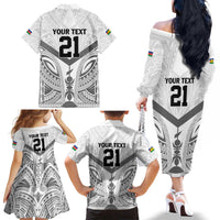 New Caledonia Football Custom Family Matching Off The Shoulder Long Sleeve Dress and Hawaiian Shirt Go Champions Les Cagous LT9 - Polynesian Pride