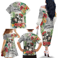 Skeleton Love for Valentines Day Family Matching Off The Shoulder Long Sleeve Dress and Hawaiian Shirt Polynesian Tribal Love Forever LT9 - Polynesian Pride