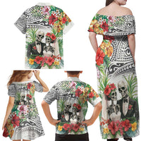 Skeleton Love for Valentines Day Family Matching Off Shoulder Maxi Dress and Hawaiian Shirt Polynesian Tribal Love Forever LT9 - Polynesian Pride