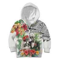 Skeleton Love for Valentines Day Kid Hoodie Polynesian Tribal Love Forever LT9 Zip Hoodie White - Polynesian Pride
