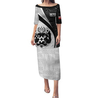 Personalised Tonga Emancipation Day Puletasi Since 1970 Ngatu Tribal Pattern LT9 Long Dress Black - Polynesian Pride
