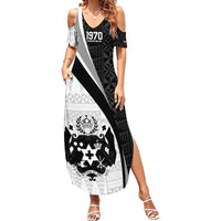 Personalised Tonga Emancipation Day Summer Maxi Dress Since 1970 Ngatu Tribal Pattern LT9 Women Black - Polynesian Pride