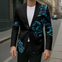 All Black Maori Tribal Tattoo Personalised Blazer Polynesian Style - Polynesian Pride