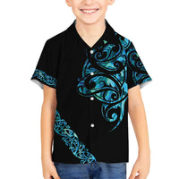 All Black Maori Tribal Tattoo Personalised Family Matching Long Sleeve Bodycon Dress and Hawaiian Shirt Polynesian Style LT9 Son's Shirt Black - Polynesian Pride