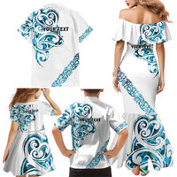All White Maori Tribal Tattoo Personalised Family Matching Mermaid Dress and Hawaiian Shirt Polynesian Style LT9 - Polynesian Pride