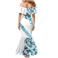 All White Maori Tribal Tattoo Personalised Family Matching Mermaid Dress and Hawaiian Shirt Polynesian Style LT9 - Polynesian Pride