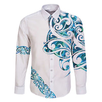 All White Maori Tribal Tattoo Personalised Family Matching Short Sleeve Bodycon Dress and Hawaiian Shirt Polynesian Style LT9 Dad's Shirt - Long Sleeve White - Polynesian Pride