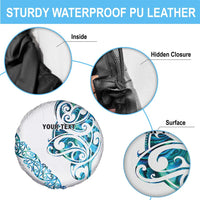 All White Maori Tribal Tattoo Personalised Spare Tire Cover Polynesian Style