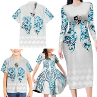 Queensland Maori Kiwi Personalised Family Matching Long Sleeve Bodycon Dress and Hawaiian Shirt Ma Kakariki Papua Shell Maori Tribal Tattoo LT9 - Polynesian Pride