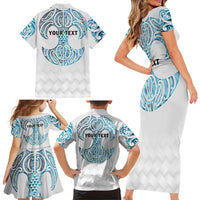 Queensland Maori Kiwi Personalised Family Matching Short Sleeve Bodycon Dress and Hawaiian Shirt Ma Kakariki Papua Shell Maori Tribal Tattoo LT9 - Polynesian Pride